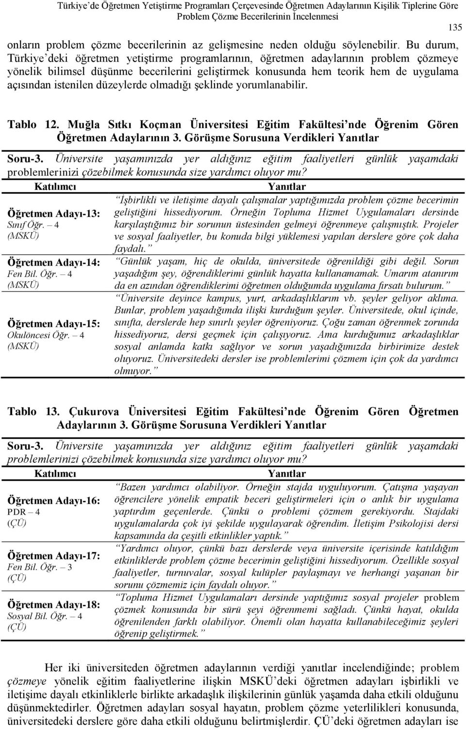 Bu durum, Türkiye deki öğretmen yetiģtirme programlarının, öğretmen adaylarının problem çözmeye yönelik bilimsel düģünme becerilerini geliģtirmek konusunda hem teorik hem de uygulama açısından