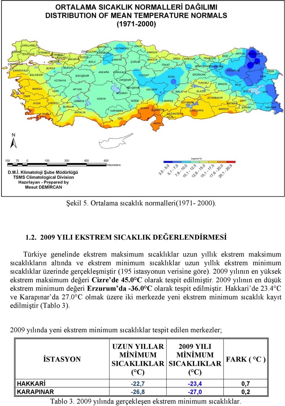 29 YILI EKSTREM SICAKLIK DEĞERLENDİRMESİ Türkiye genelinde ekstrem maksimum sıcaklıklar uzun yıllık ekstrem maksimum sıcaklıkların altında ve ekstrem minimum sıcaklıklar uzun yıllık ekstrem minimum
