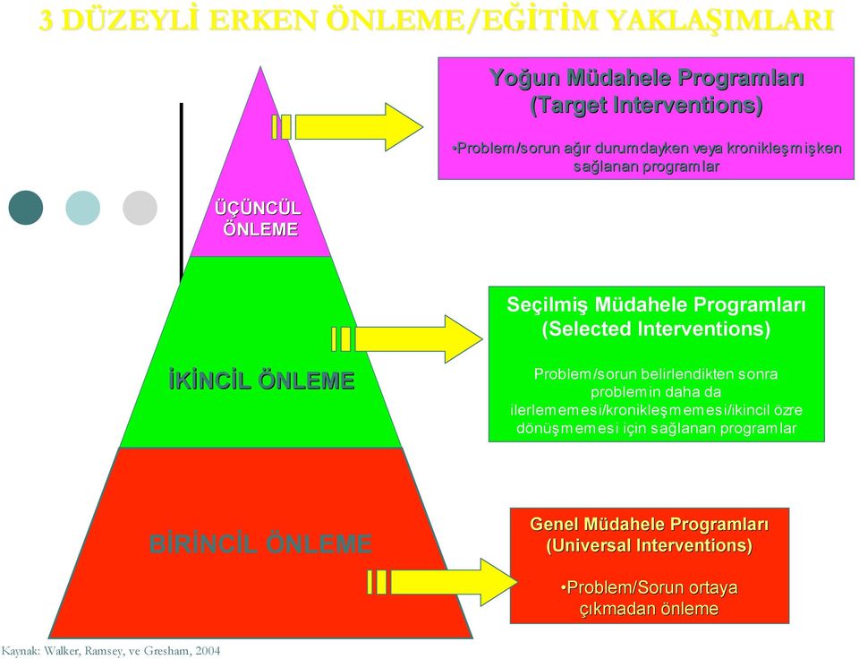 Problem/sorun belirlendikten sonra problemin daha da ilerlememesi/kronikleşm emesi/ikincil özre dönüş m emesi için sağlanan programlar