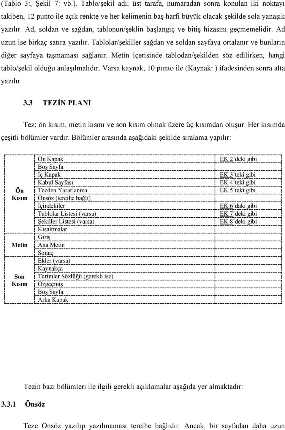 Tablolar/Ģekiller sağdan ve soldan sayfaya ortalanır ve bunların diğer sayfaya taģmaması sağlanır. Metin içerisinde tablodan/ģekilden söz edilirken, hangi tablo/ģekil olduğu anlaģılmalıdır.