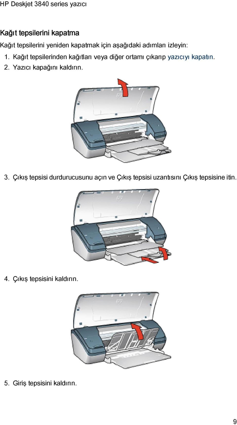 2. Yazıcı kapağını kaldırın. 3.