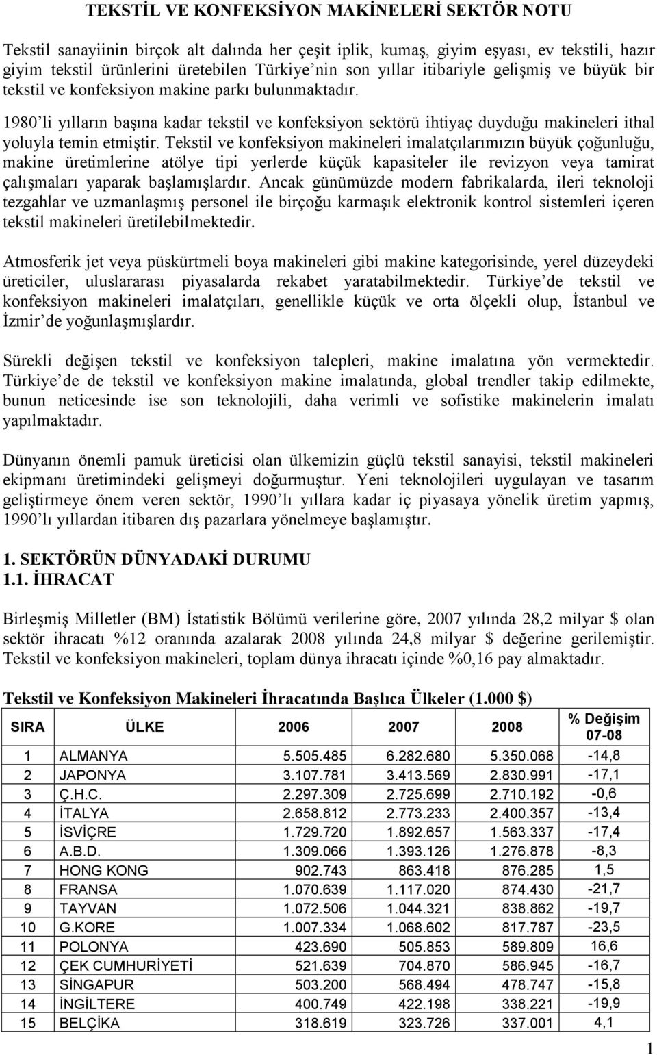 Tekstil ve konfeksiyon i imalatçılarımızın büyük çoğunluğu, makine üretimlerine atölye tipi yerlerde küçük kapasiteler ile revizyon veya tamirat çalışmaları yaparak başlamışlardır.