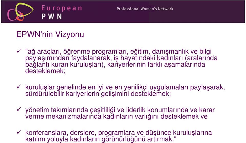 sürdürülebilir kariyerlerin gelişimini desteklemek; yönetim takımlarında çeşitliliği ve liderlik konumlarında ve karar verme mekanizmalarında