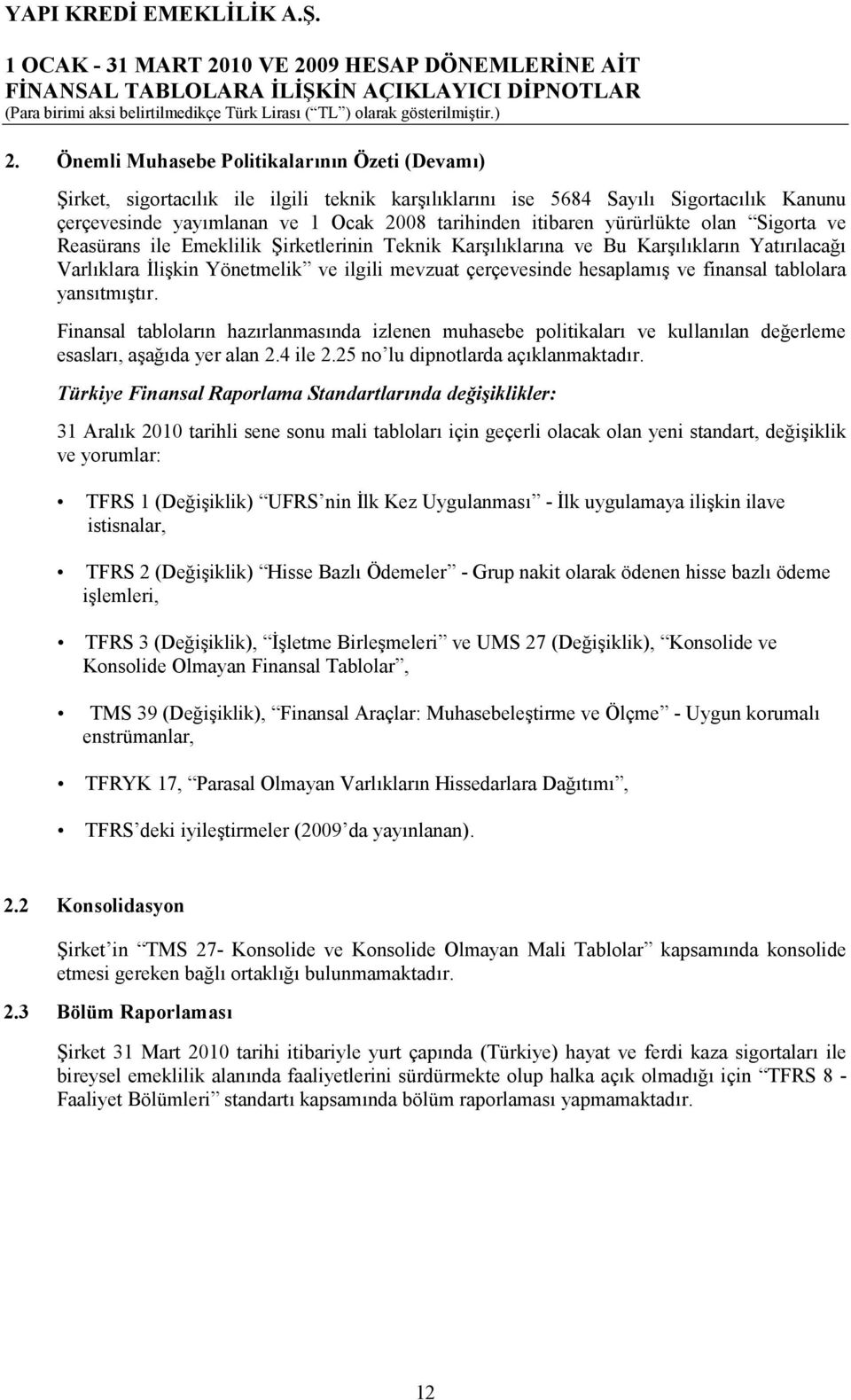 irketlerinin Teknik Karlklarna ve Bu Karlklarn Yatrlaca1 Varlklara @likin Yönetmelik ve ilgili mevzuat çerçevesinde hesaplam ve finansal tablolara yanstmtr.