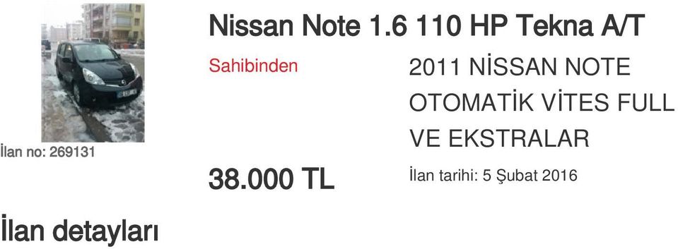 NİSSAN NOTE OTOMATİK VİTES FULL VE