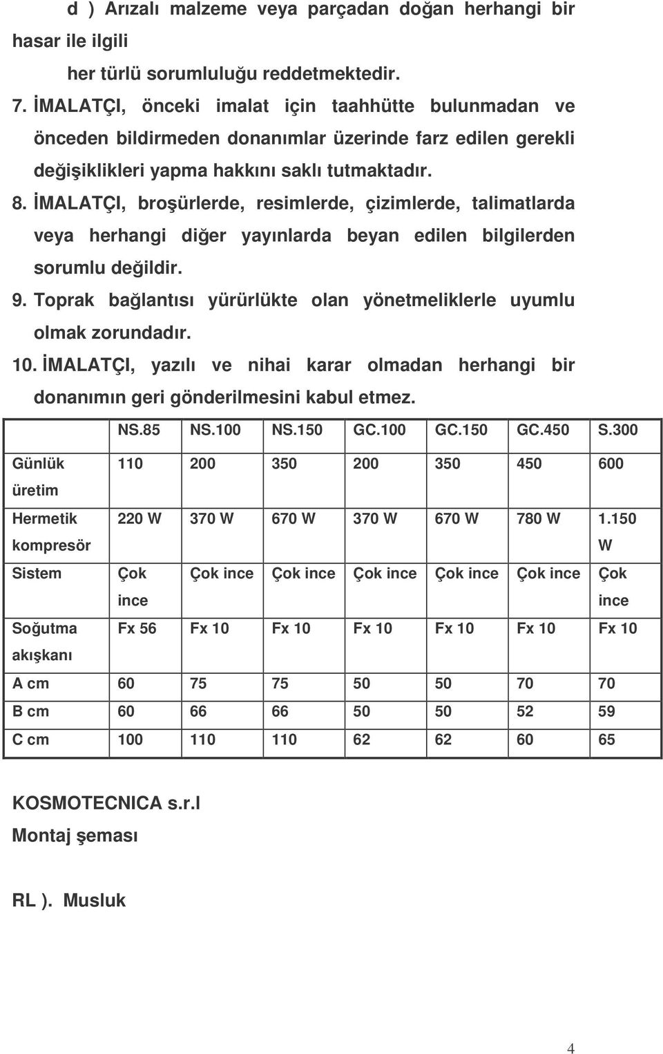 MALATÇI, broürlerde, resimlerde, çizimlerde, talimatlarda veya herhangi dier yayınlarda beyan edilen bilgilerden sorumlu deildir. 9.