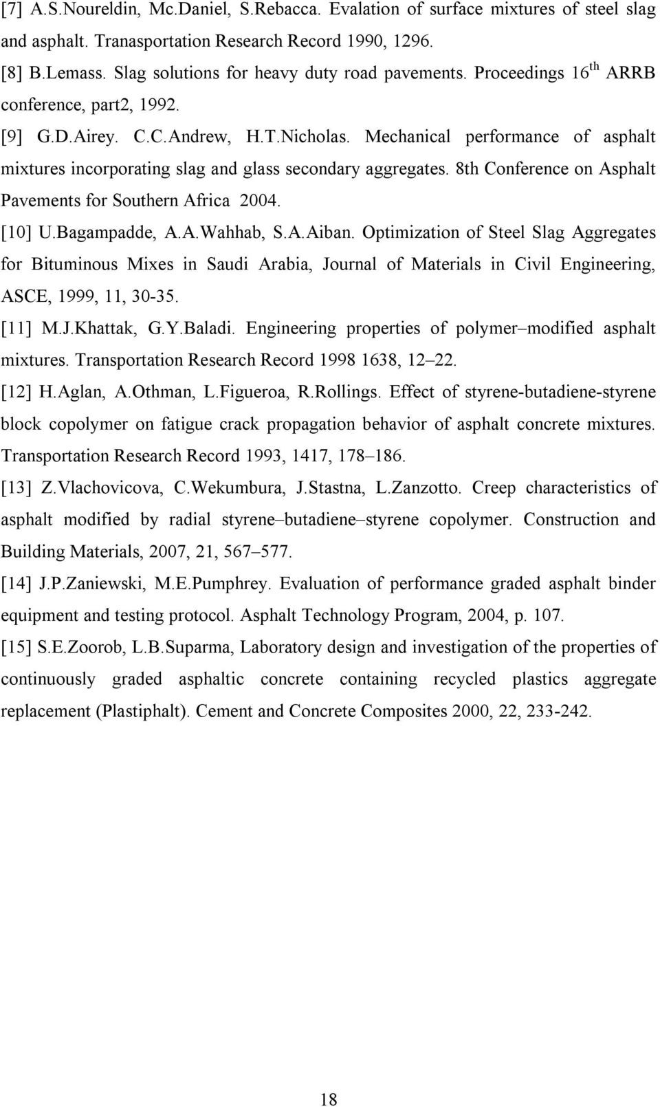 Mechanical performance of asphalt mixtures incorporating slag and glass secondary aggregates. 8th Conference on Asphalt Pavements for Southern Africa 2004. [10] U.Bagampadde, A.A.Wahhab, S.A.Aiban.