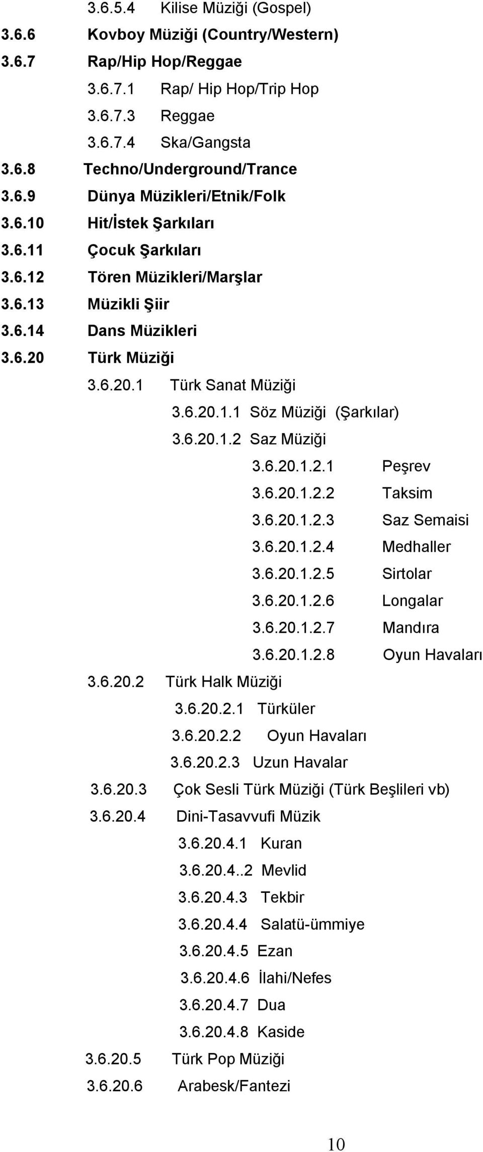 6.20.1.2 Saz Müziği 3.6.20.1.2.1 Peşrev 3.6.20.1.2.2 Taksim 3.6.20.1.2.3 Saz Semaisi 3.6.20.1.2.4 Medhaller 3.6.20.1.2.5 Sirtolar 3.6.20.1.2.6 Longalar 3.6.20.1.2.7 Mandıra 3.6.20.1.2.8 Oyun Havaları 3.