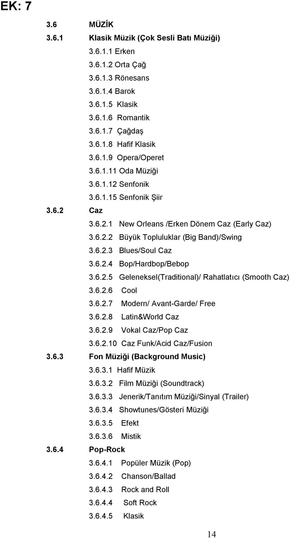 6.2.5 Geleneksel(Traditional)/ Rahatlatıcı (Smooth Caz) 3.6.2.6 Cool 3.6.2.7 Modern/ Avant-Garde/ Free 3.6.2.8 Latin&World Caz 3.6.2.9 Vokal Caz/Pop Caz 3.6.2.10 Caz Funk/Acid Caz/Fusion 3.6.3 Fon Müziği (Background Music) 3.