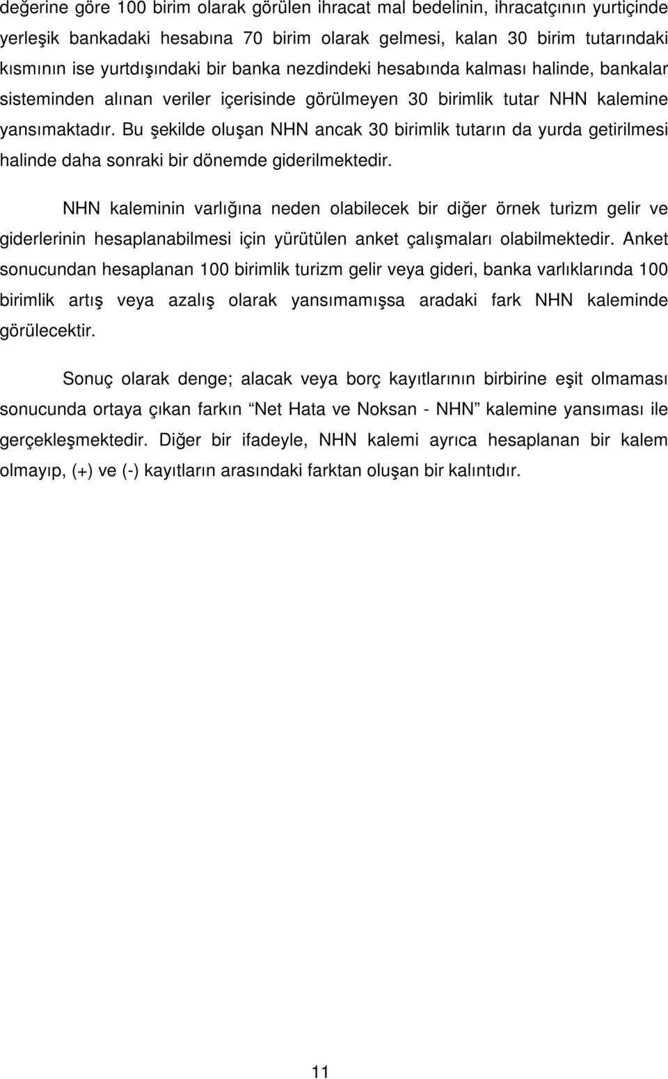 Bu şekilde oluşan NHN ancak 30 birimlik tutarın da yurda getirilmesi halinde daha sonraki bir dönemde giderilmektedir.