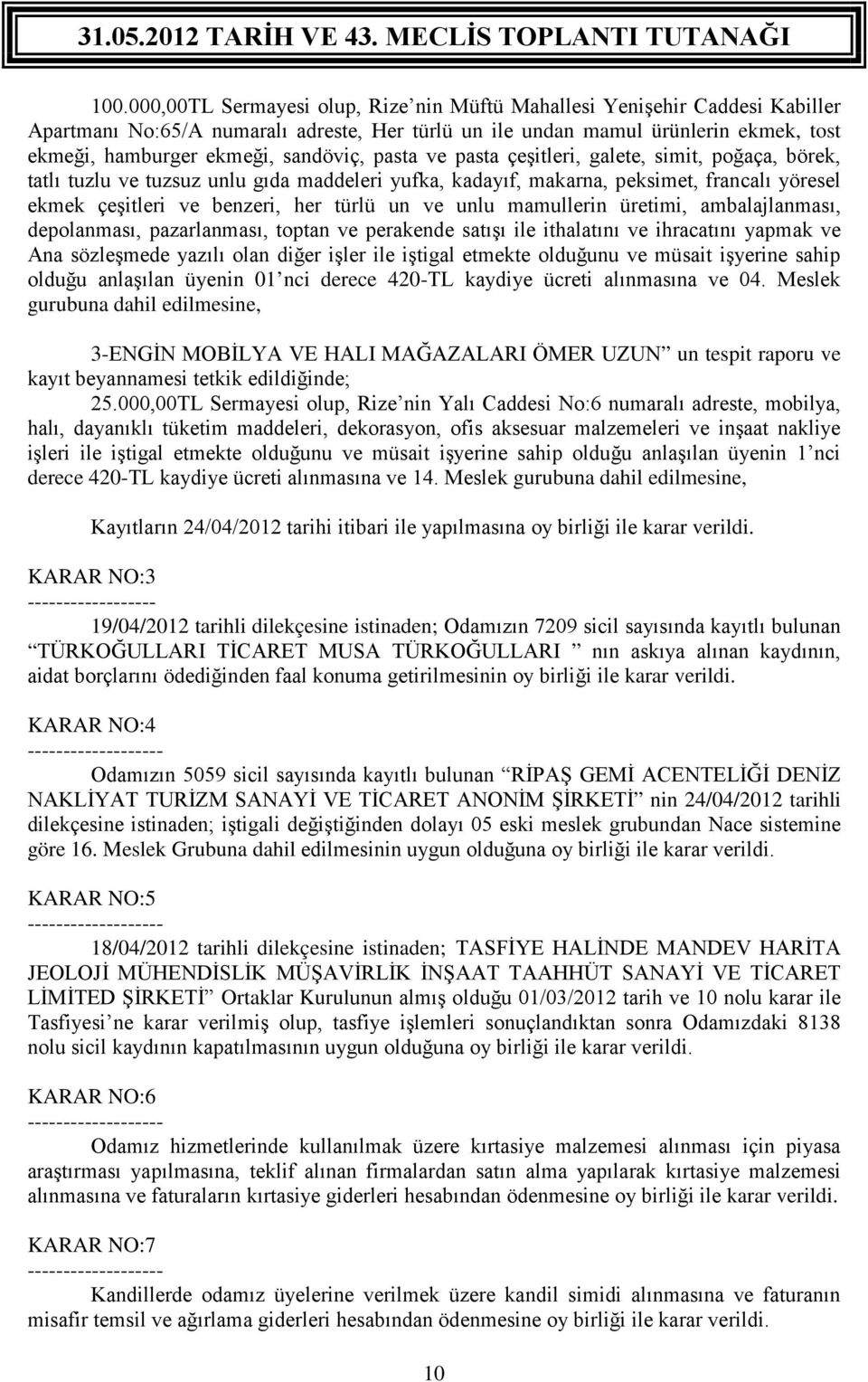 mamullerin üretimi, ambalajlanması, depolanması, pazarlanması, toptan ve perakende satışı ile ithalatını ve ihracatını yapmak ve Ana sözleşmede yazılı olan diğer işler ile iştigal etmekte olduğunu ve