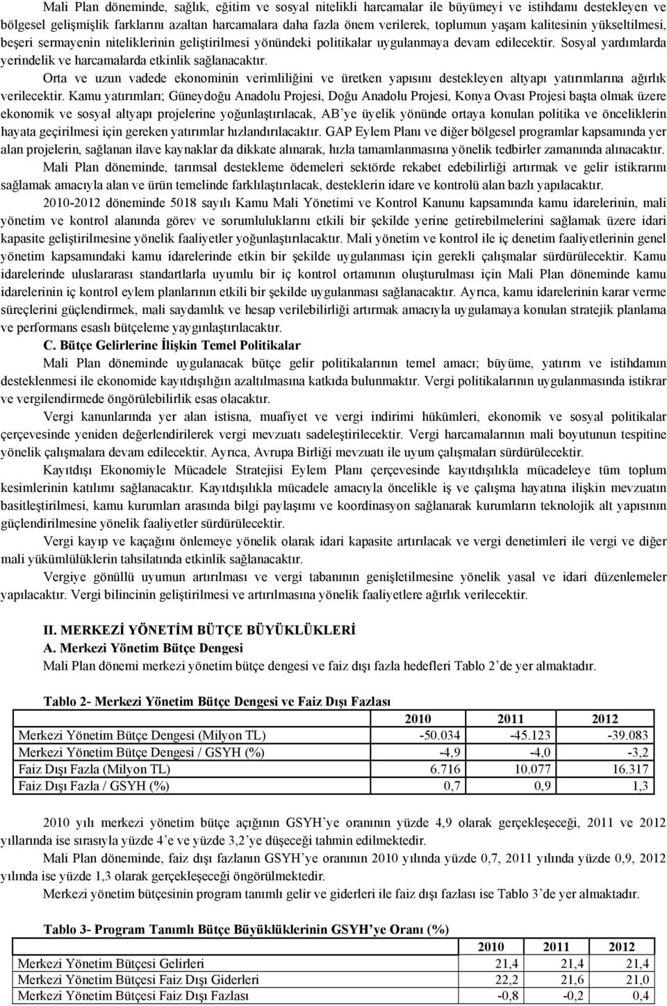 Sosyal yardımlarda yerindelik ve harcamalarda etkinlik sağlanacaktır. Orta ve uzun vadede ekonominin verimliliğini ve üretken yapısını destekleyen altyapı yatırımlarına ağırlık verilecektir.