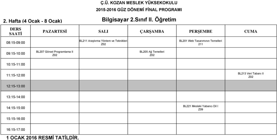 Tasarımının Temelleri 211 BL207 Görsel Programlama II