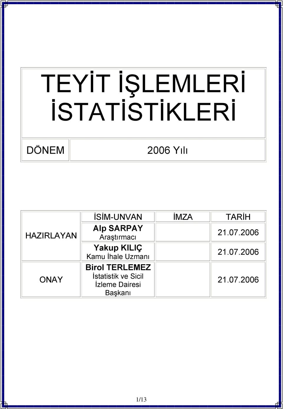 2006 Yakup KILIÇ Kamu İhale Uzmanı 21.07.