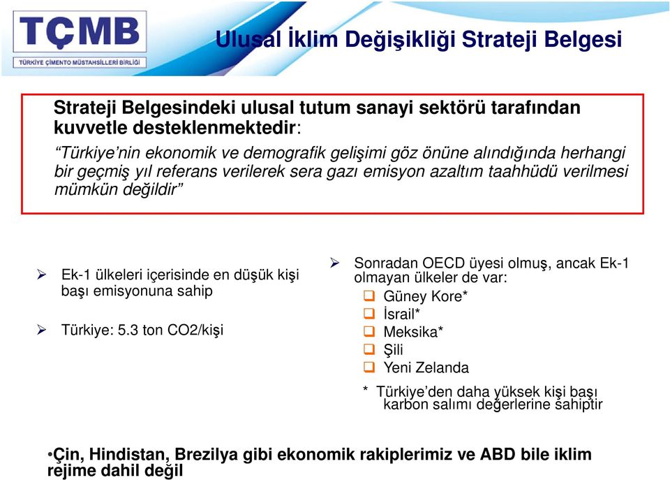 içerisinde en düşük kişi başı emisyonuna sahip Türkiye: 5.