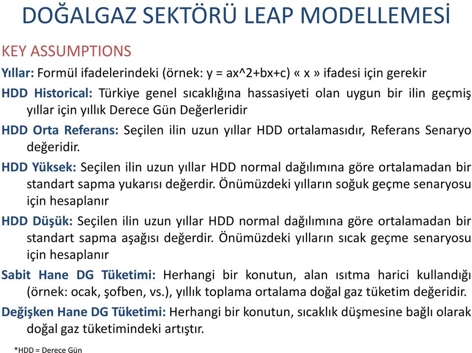 HDD Yüksek: Seçilen ilin uzun yıllar HDD normal dağılımına göre ortalamadan bir standart sapma yukarısı değerdir.