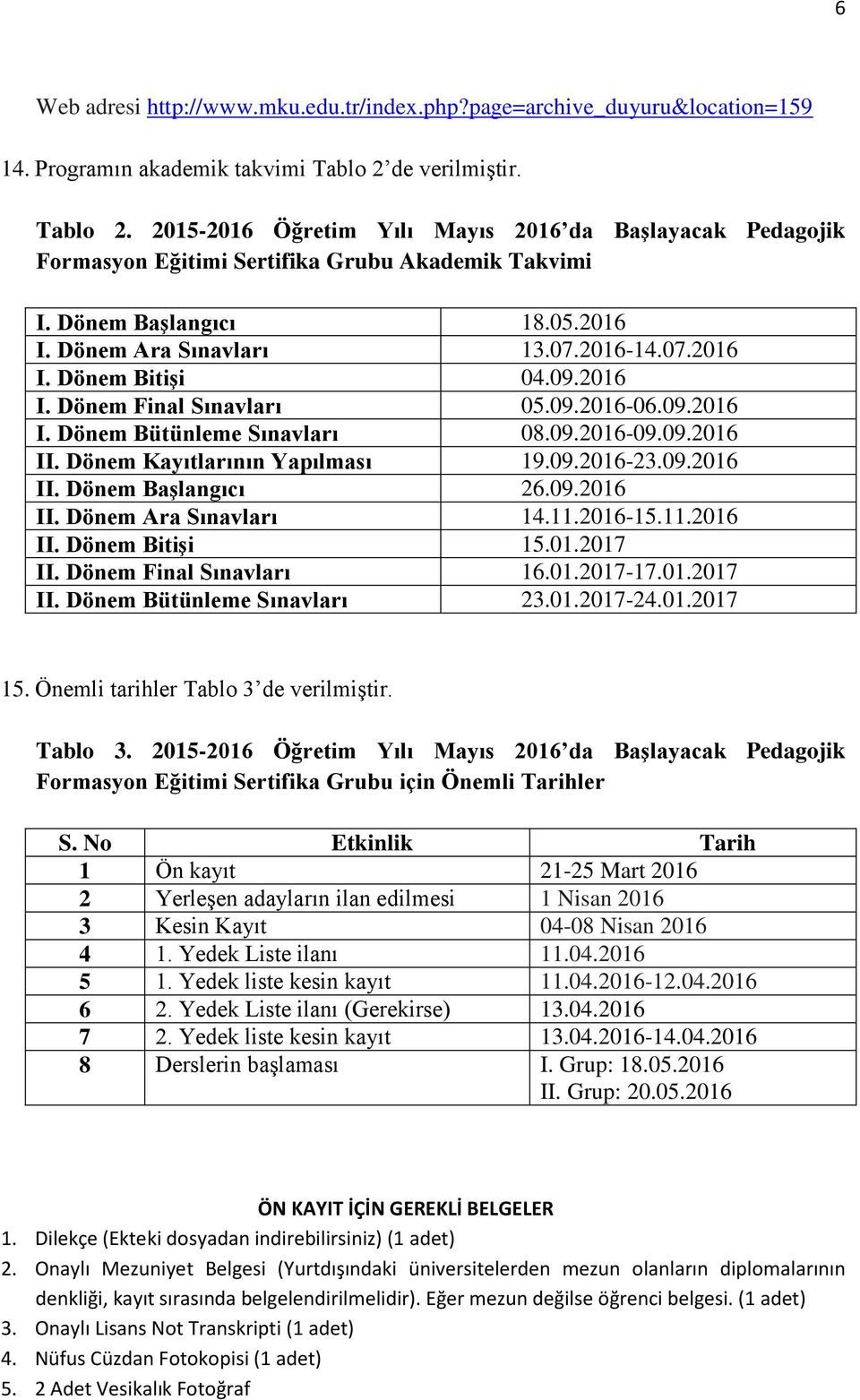 2016-14.07.2016 I. Dönem Bitişi 04.09.2016 I. Dönem Final Sınavları 05.09.2016-06.09.2016 I. Dönem Bütünleme Sınavları 08.09.2016-09.09.2016 II. Dönem Kayıtlarının Yapılması 19.09.2016-23.09.2016 II. Dönem Başlangıcı 26.