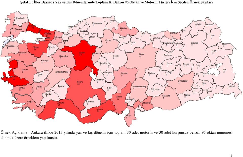 Açıklama: Ankara ilinde 2015 yılında yaz ve kış dönemi için toplam 30