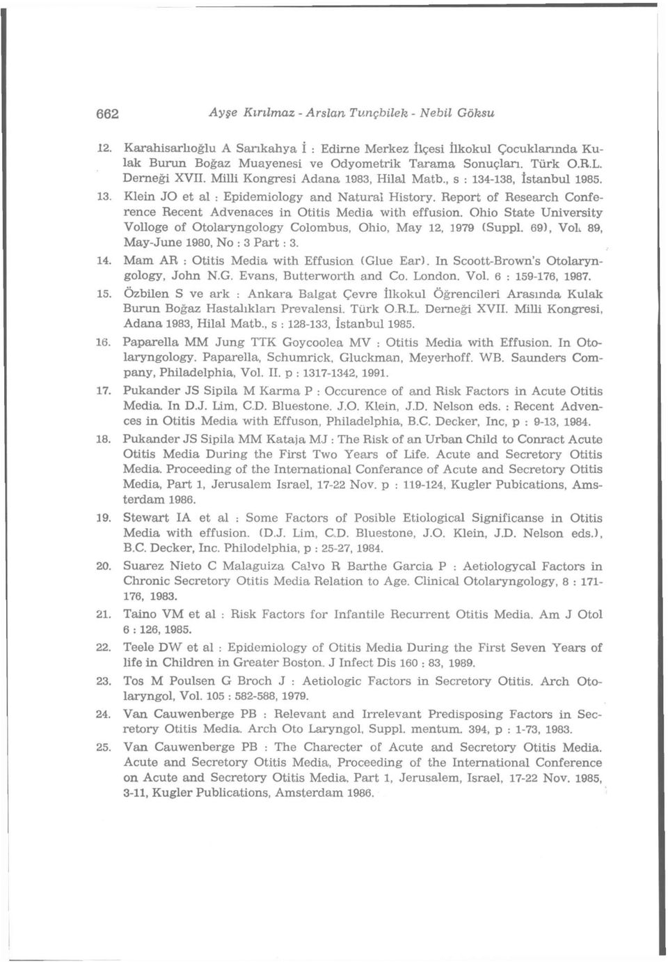 Report of Research Conference Recent Advenaces in Otitis Media with effusion. Ohio State University Volloge of Otolaryngology Colombus, Ohio, May 12, 1979 (Suppl.