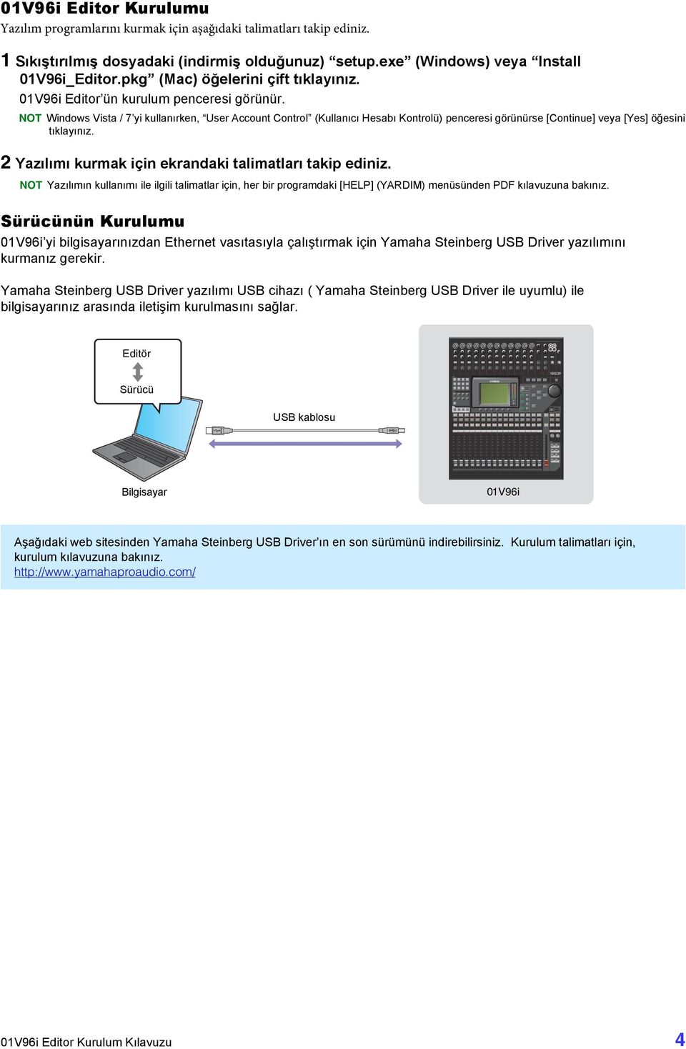 NOT Windows Vista / 7 yi kullanırken, User Account Control (Kullanıcı Hesabı Kontrolü) penceresi görünürse [Continue] veya [Yes] öğesini tıklayınız.