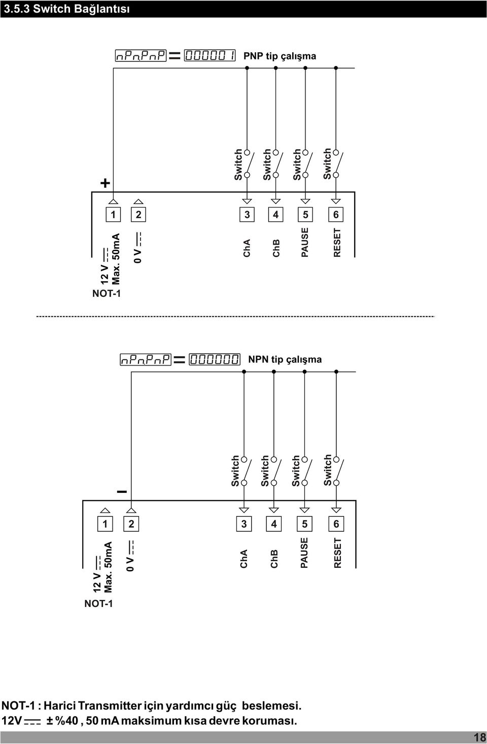 50mA 0 V Switch Switch Switch Switch 12 V Max.