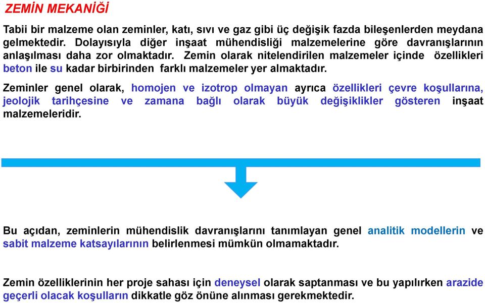 Zemin olarak nitelendirilen malzemeler içinde özellikleri beton ile su kadar birbirinden farklı malzemeler yer almaktadır.