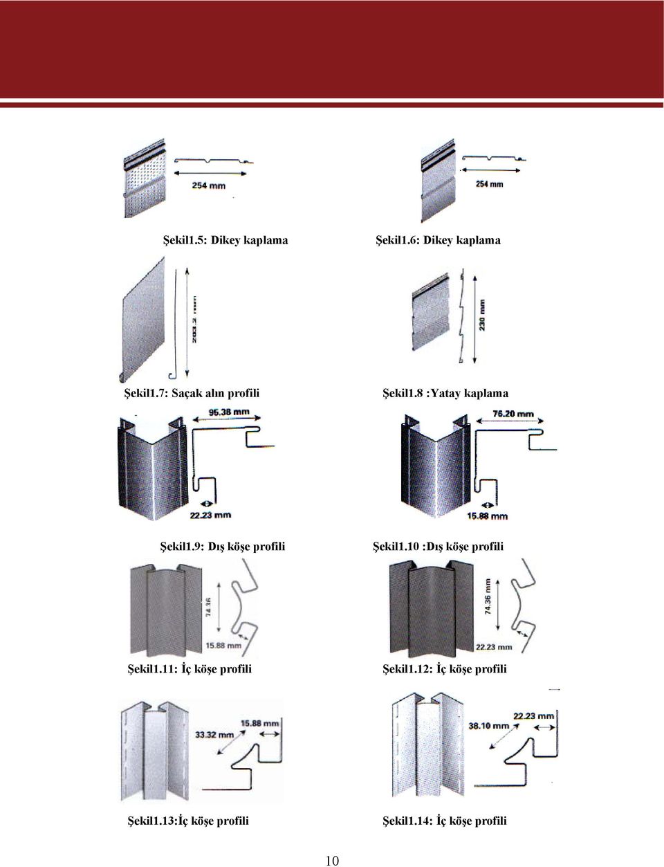 9: Dış köşe profili Şekil1.10 :Dış köşe profili Şekil1.