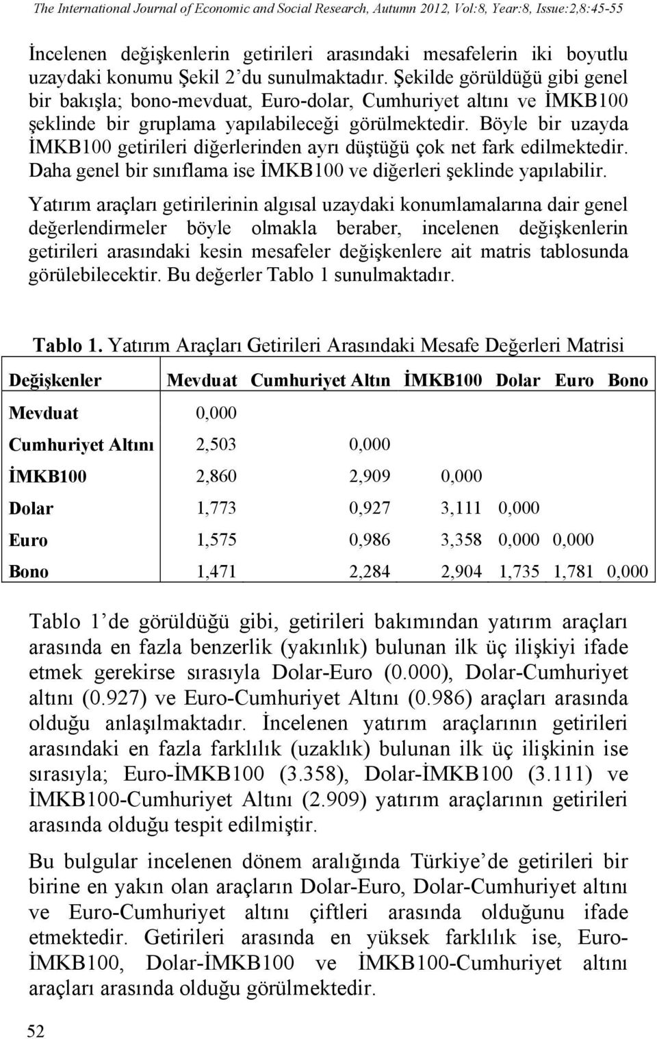 Böyle bir uzayda İMKB100 getirileri diğerlerinden ayrı düştüğü çok net fark edilmektedir. Daha genel bir sınıflama ise İMKB100 ve diğerleri şeklinde yapılabilir.