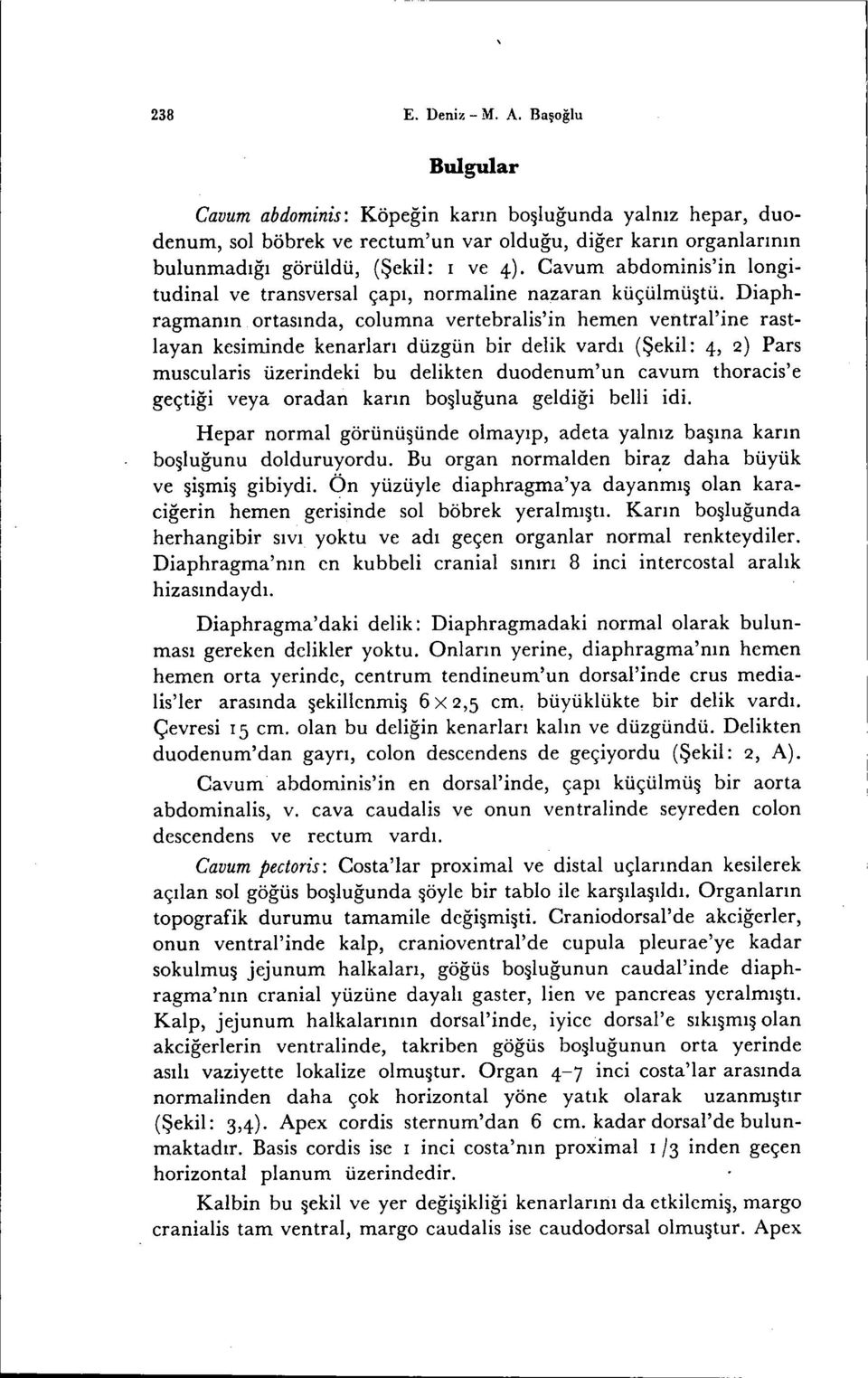 Cavum abdominis'in longitudinal ve transversal çapı, normaline nazaran küçülmüştü.