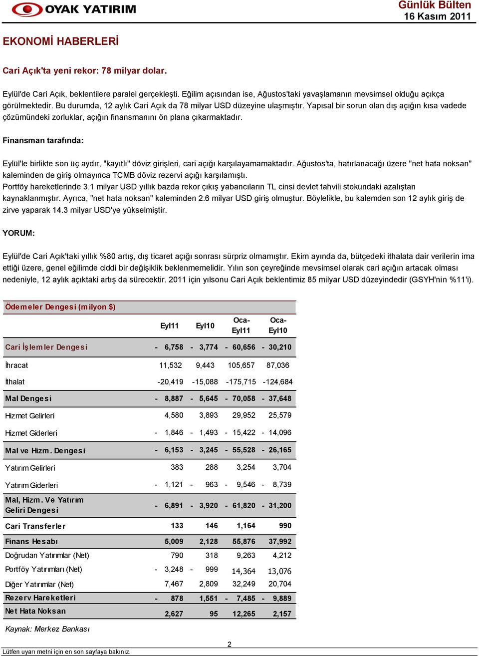 Finansman tarafında: Eylül'le birlikte son üç aydır, "kayıtlı" döviz girişleri, cari açığı karşılayamamaktadır.