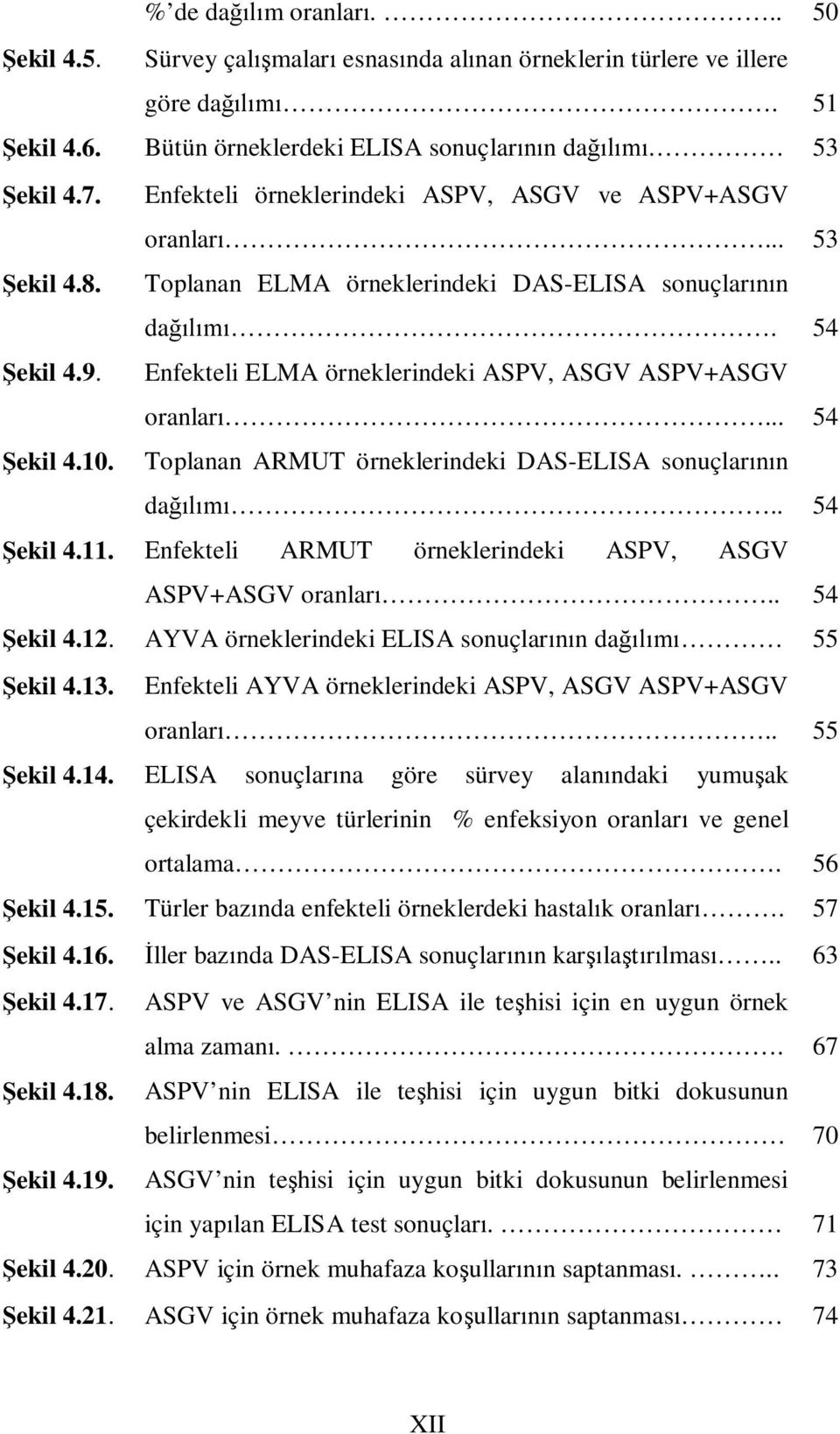 Enfekteli ELMA örneklerindeki ASPV, ASGV ASPV+ASGV oranları... 54 Şekil 4.10. Toplanan ARMUT örneklerindeki DAS-ELISA sonuçlarının dağılımı.. 54 Şekil 4.11.