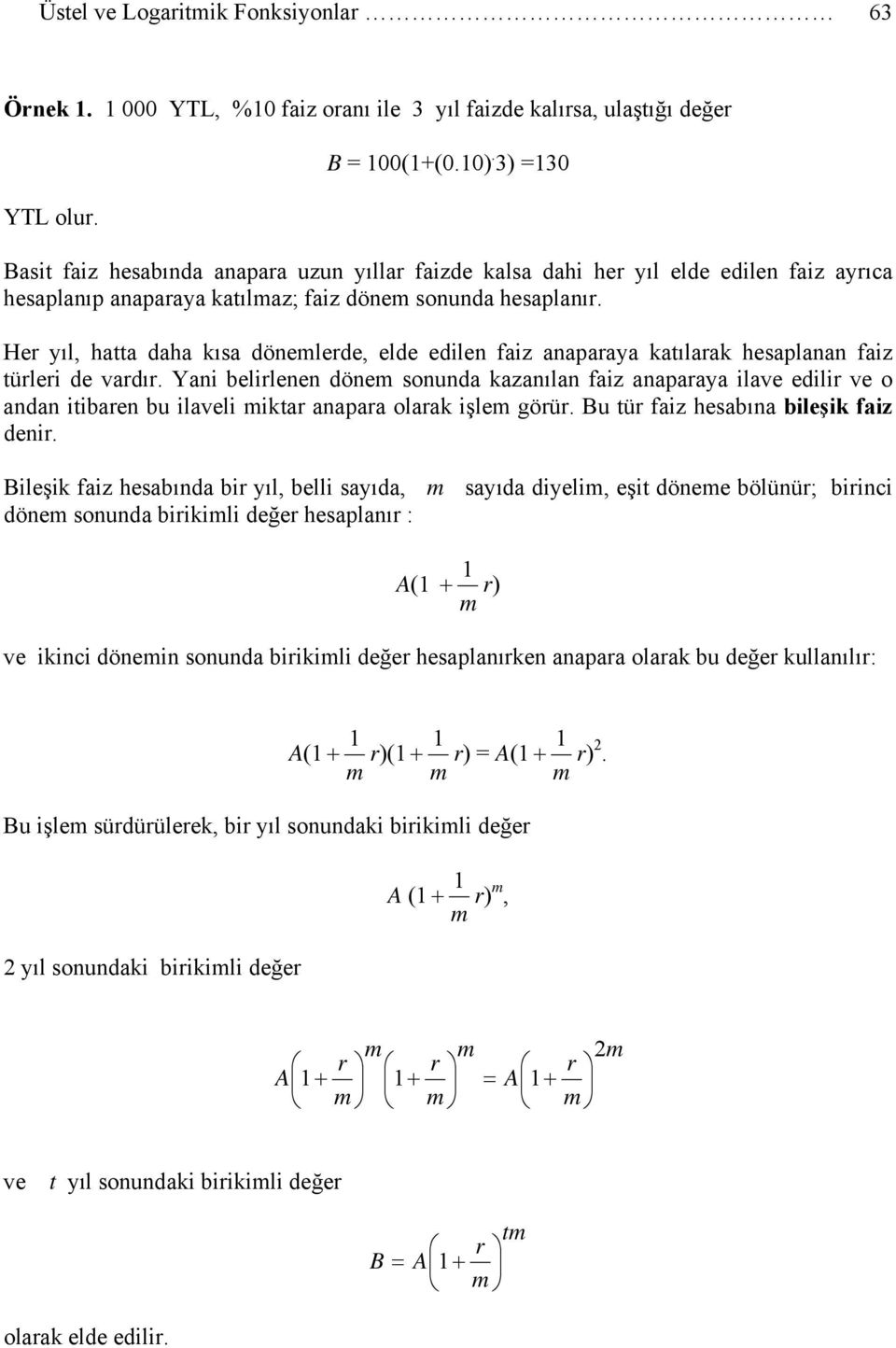 Her ıl, hatta daha kısa dönemlerde, elde edilen faiz anaparaa katılarak hesaplanan faiz türleri de vardır.