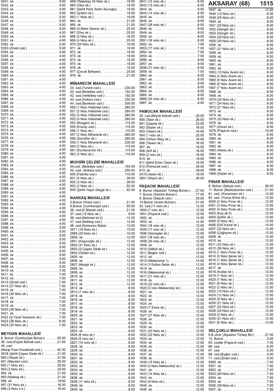 ).................5.00 5354. sk.........................4.00 5355. sk.........................4.00 5356. sk.........................4.00 5357. sk.........................4.00 5358. sk.........................4.00 5359.