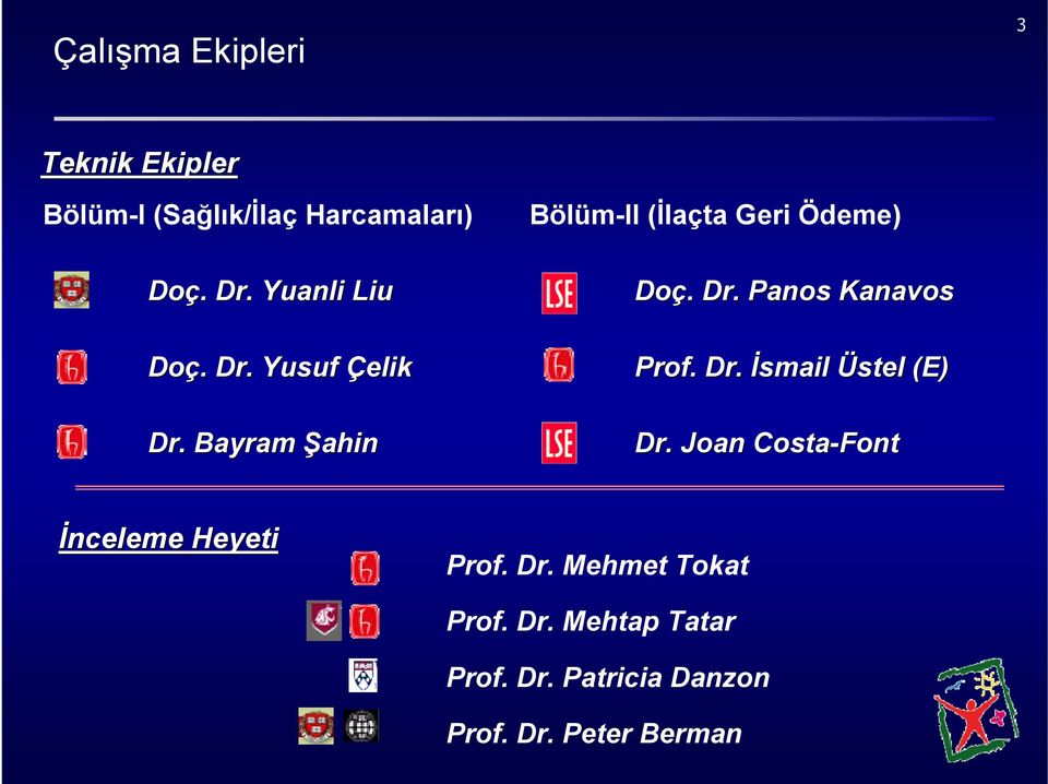 . Dr. Panos Kanavos Prof.. Dr. İsmail Üstel (E) Dr.