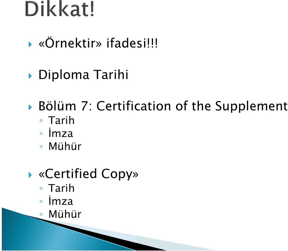 Certification of the Supplement