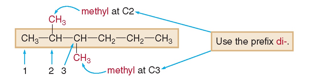 3 En uzun zincire iki veya daha fazla özdeş substitüent bağlandıysa, kaç tane bağlandığını