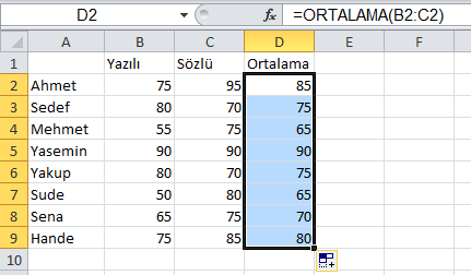 Formül Doldurma Excel programında kullanılan bir formül kopyalanıp yapıştırılarak başka hücreler için de çoğaltılabilmektedir. Formül doldurma bir tür otomatik doldurma işlemidir.