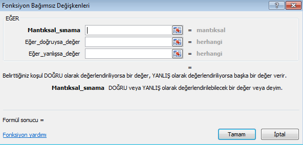 Excel programında fonksiyon eklemenin başka bir yolu da İşlev Ekle penceresini kullanmaktır. İşlev Ekle penceresi formül çubuğunda bulunan isimli düğme ile görüntülenir (Resim 9). Resim 9.