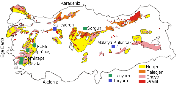 TORYUM Harita 2.1: Türkiye deki toryum rezervi NYE lerin önemi ve kullanım alanı her geçen gün artarak genişlemektedir.