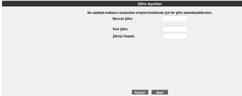 Modeminizin şifresini değiştirerek modeminizin güvenliğini arttırabilirsiniz. (bakınız: resim-1) Bunun için güvenli şifre kullanılmalıdır.