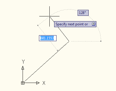 Dinamik veri girişi sekmesi Command:L LINE Specify first point: Başlangıç noktası belirlenir.