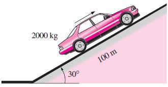 2-32 2000 kg kütlesi olan bir arabanın 10 s de 30 derece eğimi olan bir tepeye 100 m çıkarmak için gerekli gücü aşağıdaki durumlarda hesaplayın.