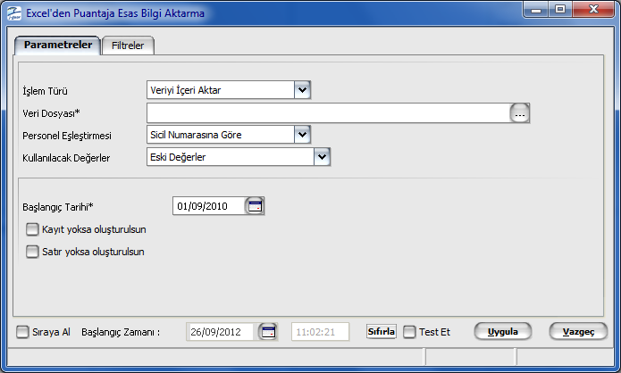 Excel den Puantaja Esas Bilgi Aktarma Excel den puantaja esas bilgilerin aktarılması için kullanılır. Bu işlemle aynı zamanda personel ve ücret parametrelerini içeren şablon dosya da oluşturulur.