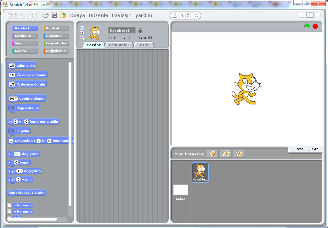 Münevver Öztürk Ortaokulu SCRATCH 2013-2014 1. Hafta Scratch bir grafik programlama dilidir.