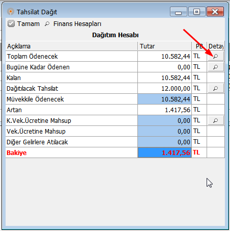 Tahsilat Dağıtım Vekalet tanım ekranındaki dağıtım parametreleri Klasör Tanım Hukuk Vekalet sekmesinden ilgili müvekkile ait vekalet kaydında Dağıtım Bilgileri sekmesini açın.