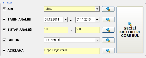 butonuna tıklayarak gelirler bölümünü listeleyip, yazdırabilirsiniz.