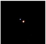 Görsel Çift Yıldızlar Uygun teleskoplarla bileşen yıldızları ayrı ayrı görülebilir. Kuğu (Cygnus) takım yıldızında bulunan Albireo (Beta Cygni), bileşenleri 3 m.3 ve 5 m.