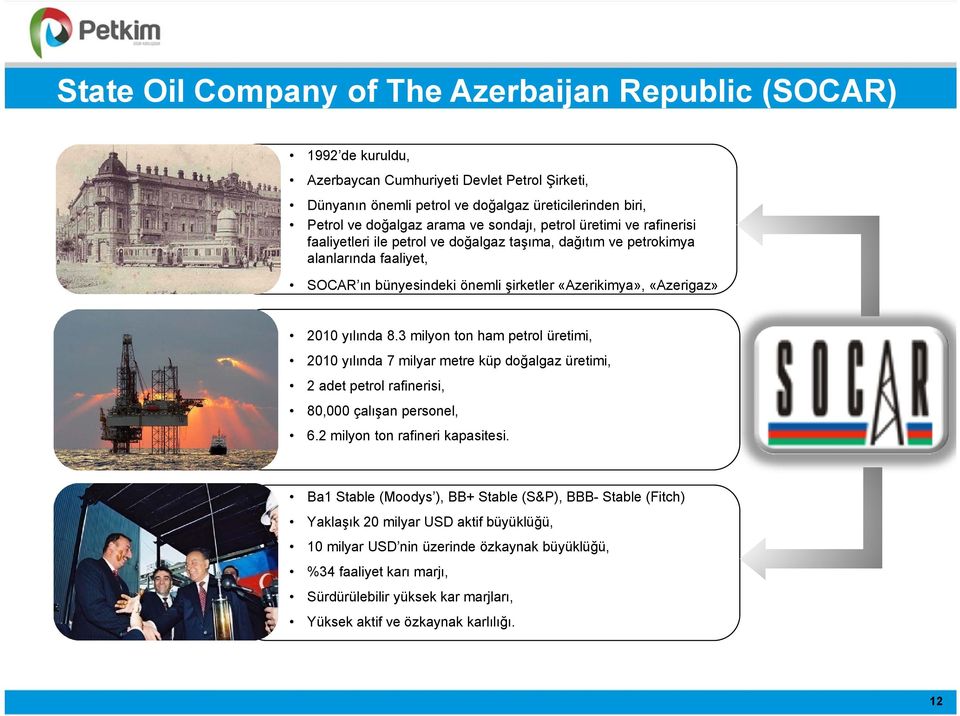 yılında 8.3 milyon ton ham petrol üretimi, 2010 yılında 7 milyar metre küp doğalgaz üretimi, 2 adet petrol rafinerisi, 80,000 çalışan personel, 6.2 milyon ton rafineri kapasitesi.