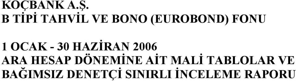 MALİ TABLOLAR VE BAĞIMSIZ