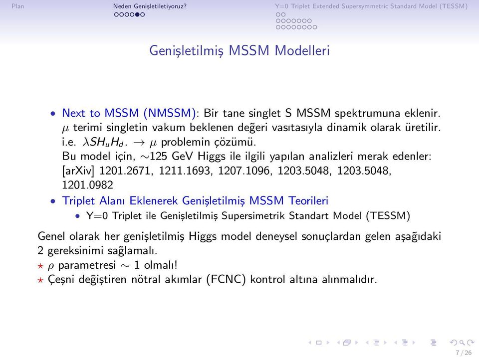 Bu model için, 125 GeV Higgs ile ilgili yapılan analizleri merak edenler: [arxiv] 1201.2671, 1211.1693, 1207.1096, 1203.5048, 1203.5048, 1201.